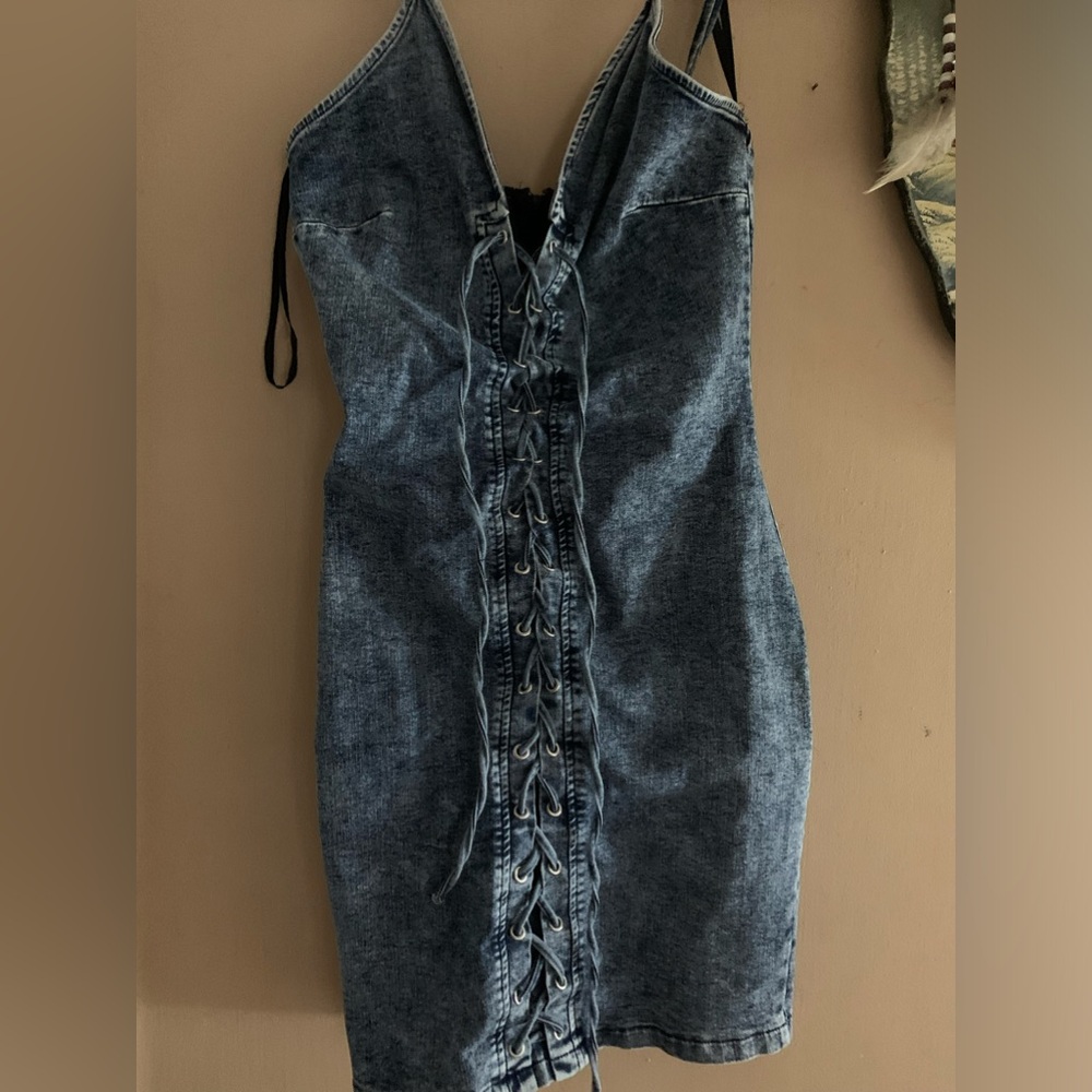 Windsor lace up Blue jean dress